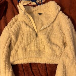 SHEIN Cream Fuzzy Sweater